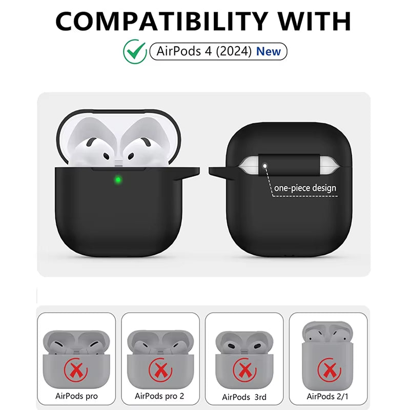 3-Piece Set for Apple Airpods 4 Case with Cleaner Kit Soft Silicone Protective Cover for Women Men with anti Loss Rope Non-Slip
