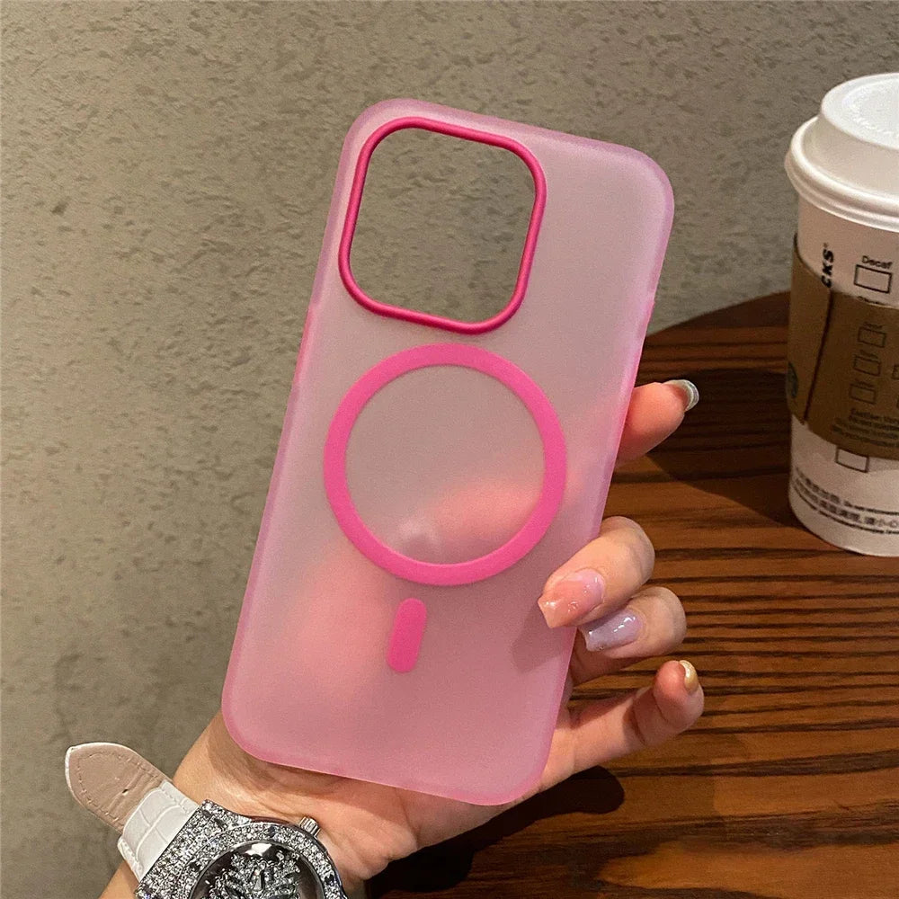 Matte Candy Magnetic Wireless Charging Transparent Case for Iphone 16 15 13 12 11 14 Pro Max plus for Magsafe Shockproof Cover
