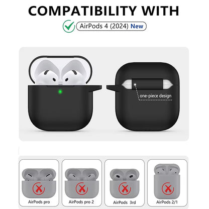 3-Piece Set for Apple Airpods 4 Case with Cleaner Kit Soft Silicone Protective Cover for Women Men with anti Loss Rope Non-Slip