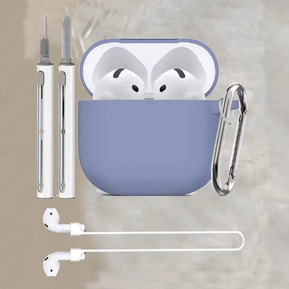 3-Piece Set for Apple Airpods 4 Case with Cleaner Kit Soft Silicone Protective Cover for Women Men with anti Loss Rope Non-Slip
