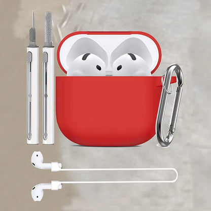 3-Piece Set for Apple Airpods 4 Case with Cleaner Kit Soft Silicone Protective Cover for Women Men with anti Loss Rope Non-Slip