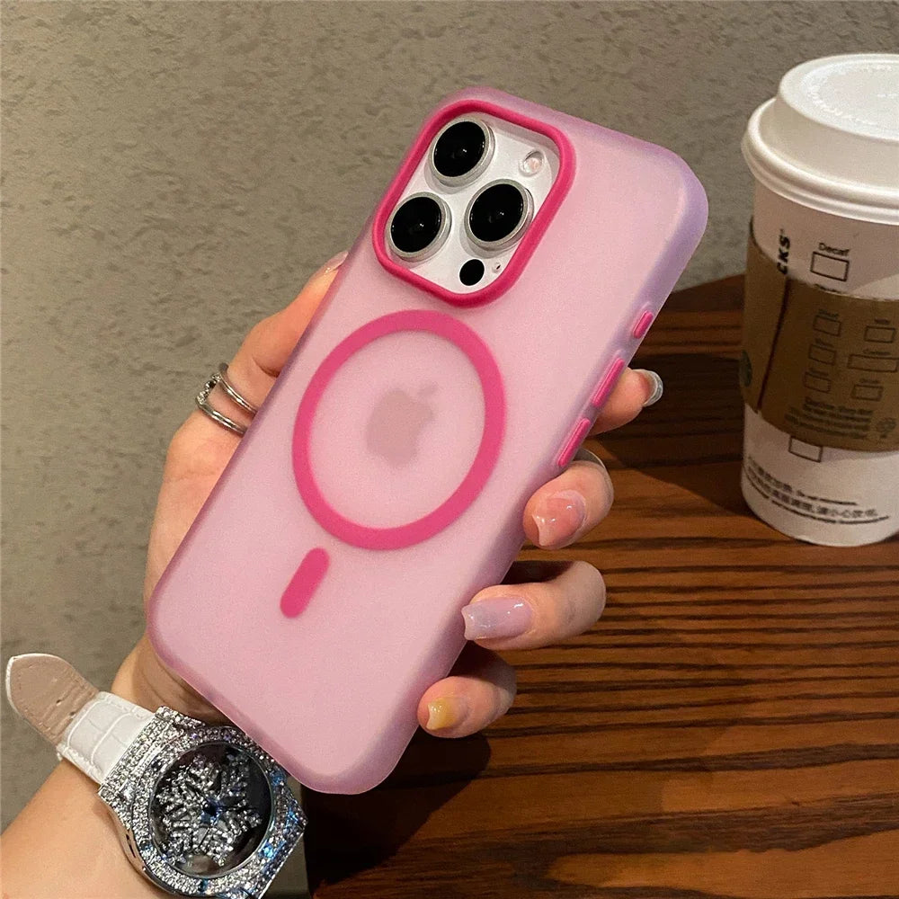 Matte Candy Magnetic Wireless Charging Transparent Case for Iphone 16 15 13 12 11 14 Pro Max plus for Magsafe Shockproof Cover