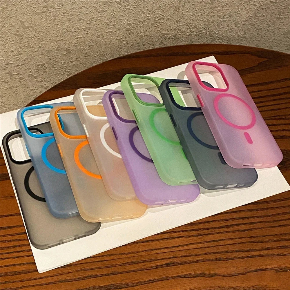 Matte Candy Magnetic Wireless Charging Transparent Case for Iphone 16 15 13 12 11 14 Pro Max plus for Magsafe Shockproof Cover