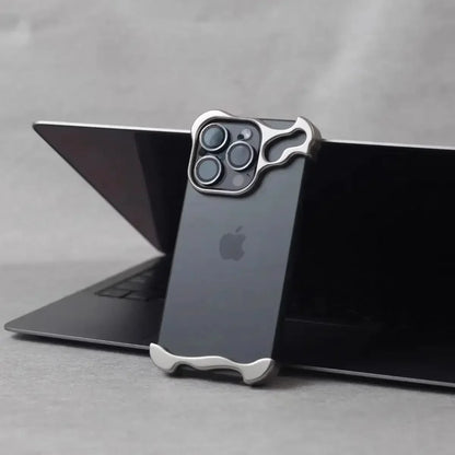 Irregular Metal Bumper Phone Case Iphone 16 15 14 13 Pro Max plus with Lens Film Protection Bare Aluminum Alloy Shockproof Cover