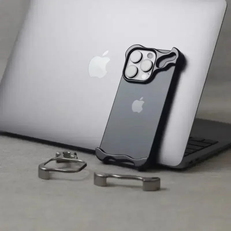 Irregular Metal Bumper Phone Case Iphone 16 15 14 13 Pro Max plus with Lens Film Protection Bare Aluminum Alloy Shockproof Cover