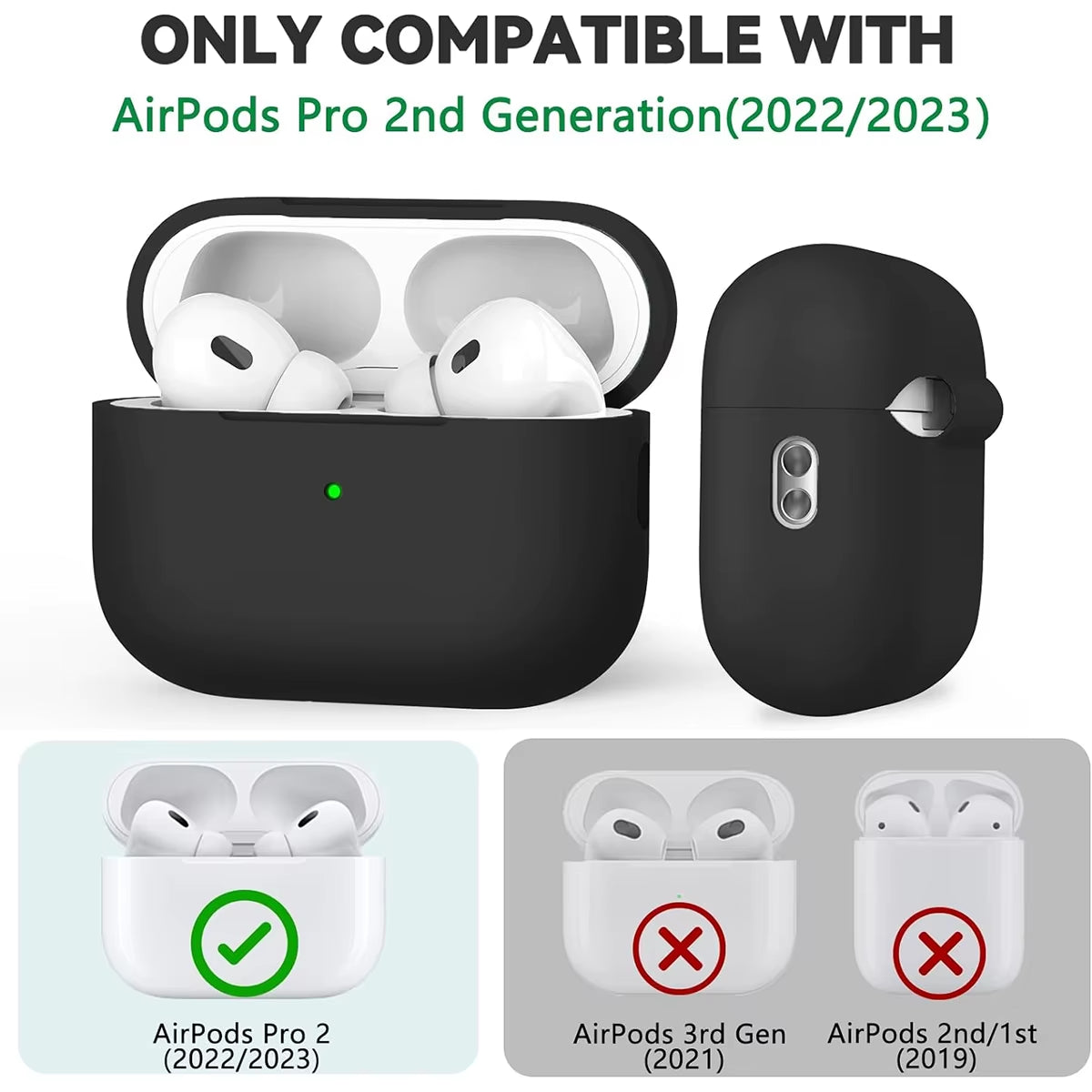 Silicone Protective Case for AirPods Pro with Cleaning Kit - Compatible with 1st and 2nd Generation 