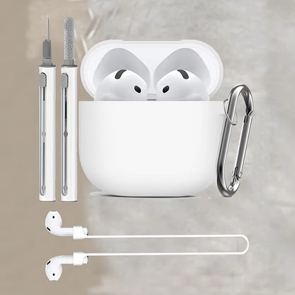 3-Piece Set for Apple Airpods 4 Case with Cleaner Kit Soft Silicone Protective Cover for Women Men with anti Loss Rope Non-Slip