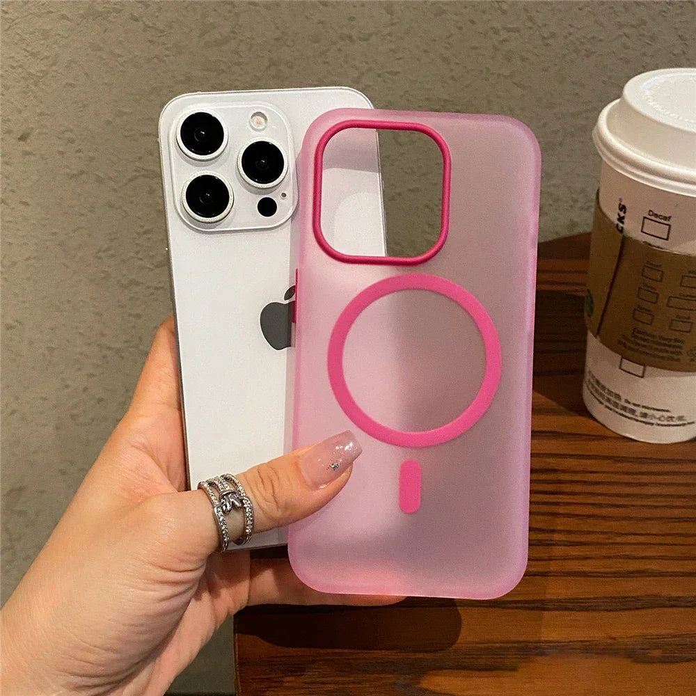 Matte Candy Magnetic Wireless Charging Transparent Case for Iphone 16 15 13 12 11 14 Pro Max plus for Magsafe Shockproof Cover